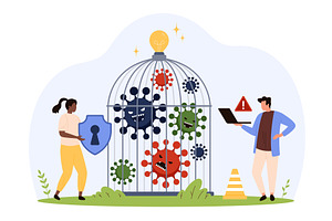 Quarantining Computer Virus Cage, a Technology Illustration by Flashvector