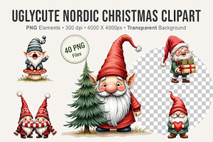 UglyCute Nordic Christmas Clipart, an Illustration by Artnoy