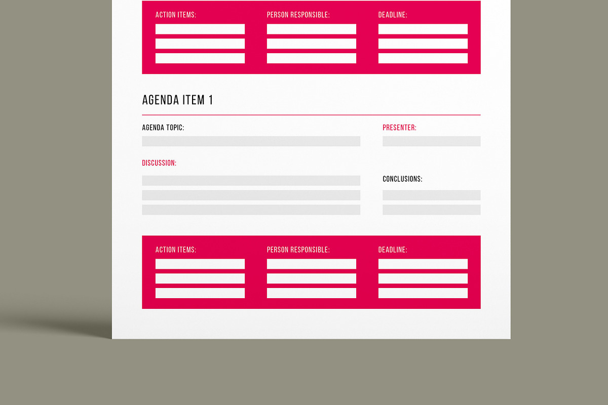 Meeting Minutes Template Layout, a Stationery Template by MightyDesign (Photo 3 of 8)