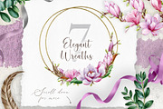 Pink Magnolia Watercolor Collection, a Decorative Illustration by AnitaPol (Thumbnail 6 of 14)