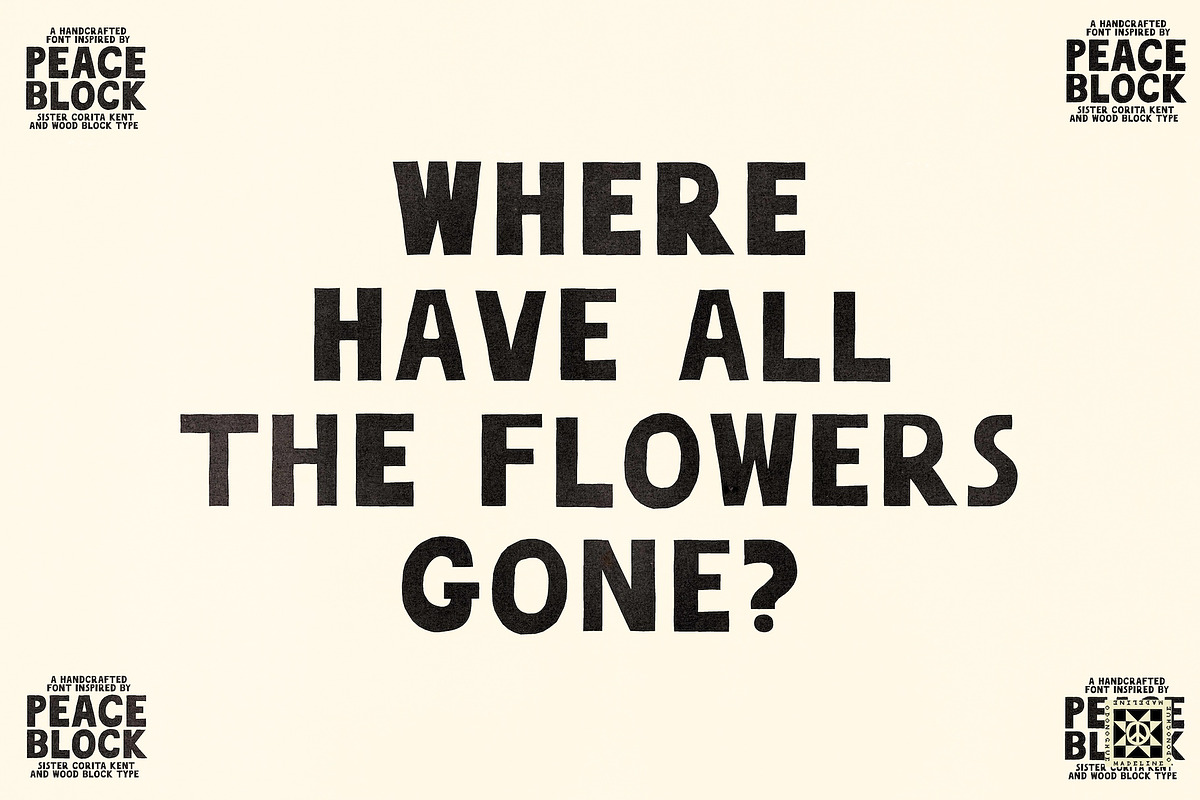 Peace Block Hand Made Bold Font, a Sans Serif Font by Madeline ODonoghue Design (Photo 3 of 6)