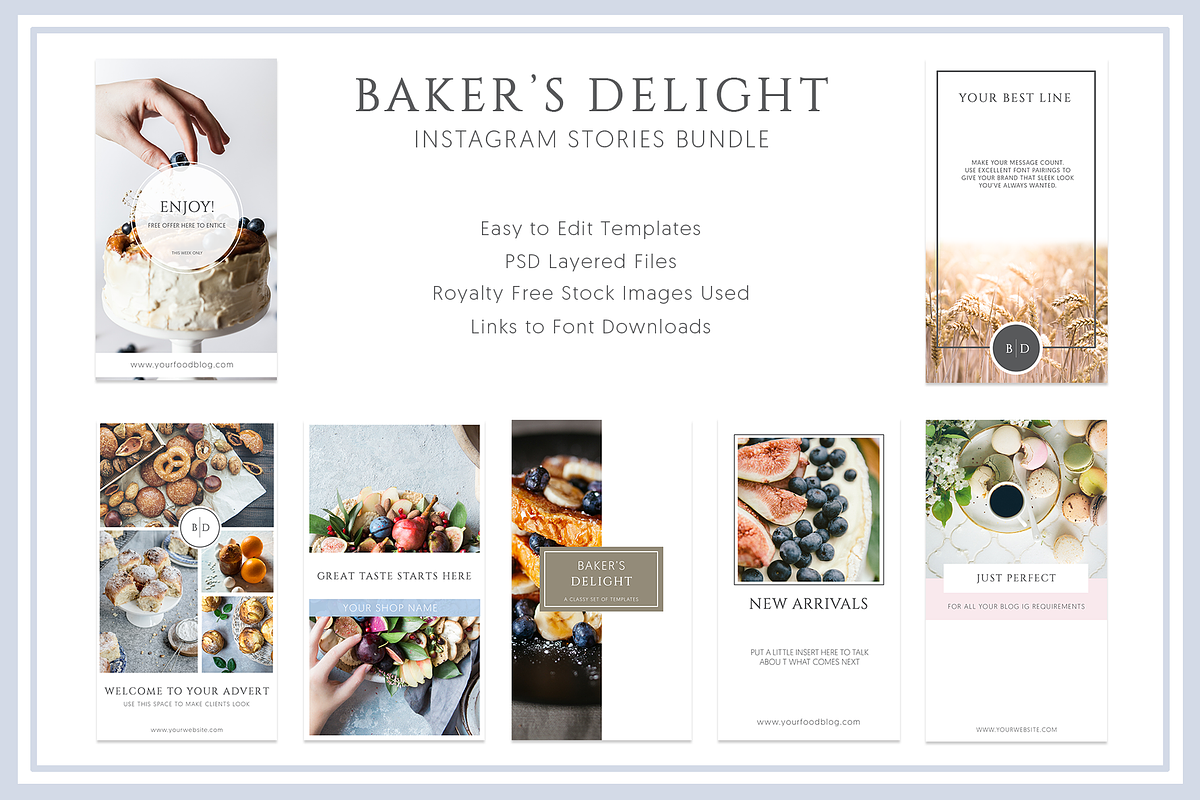 Bake Style Instagram Stories Bundle, a Social Media Template by Velvet Letter Studio