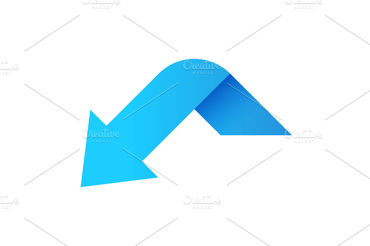 Blue arrow icon, pointing down, an Object Illustration by Things for designers