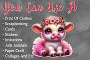 Watercolor Cute Pink Cows clipart, a Seasonal Illustration by Craft Nest (Thumbnail 3 of 6)