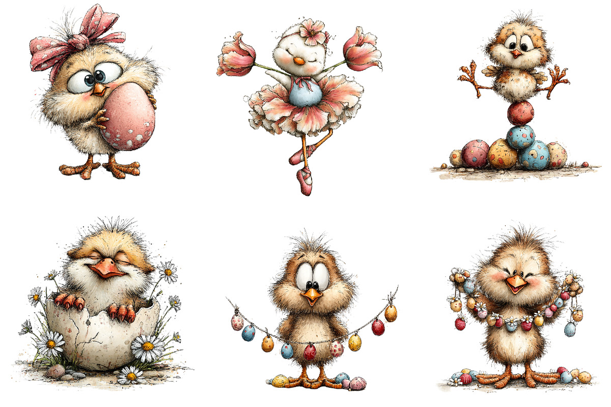 Whimsical Easter Chicken Clipart, an Illustration by CreationArt (Photo 5 of 6)