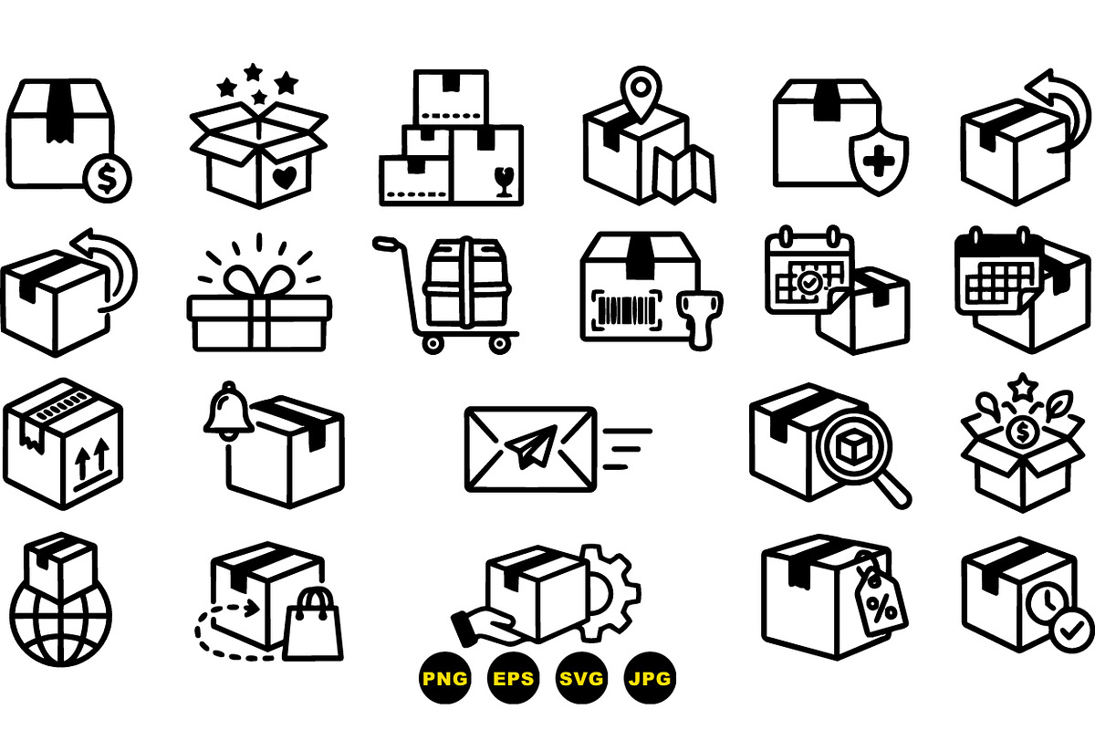 Shipping And Delivery Icon Set, an Illustration by designvectx (Photo 3 of 3)