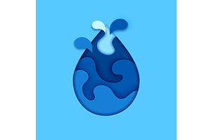 Blue water drop paper cut, a Decorative Illustration by Buch&Bee