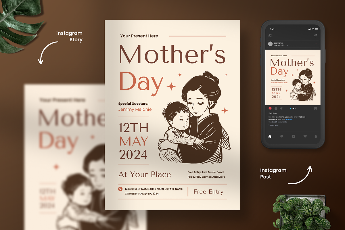 Happy Mother's Day Vintage Flyer, a Flyer Template by Annora Studio (Photo 1 of 4)