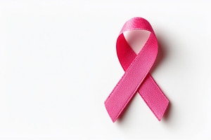Pink ribbon on white background, a Health & Medical Photo by MistyDay