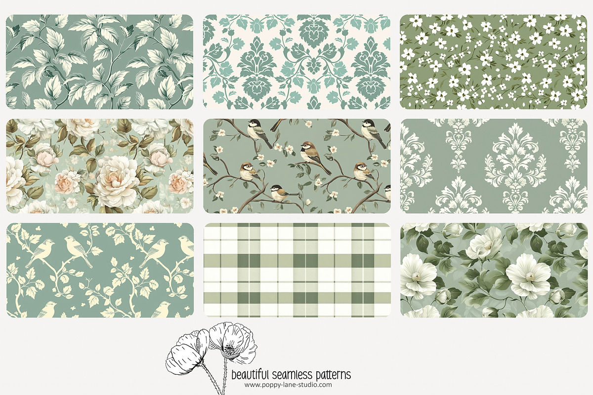 70 sage green seamless pattern, a Pattern Graphic by Poppy Lane Studio (Photo 7 of 10)