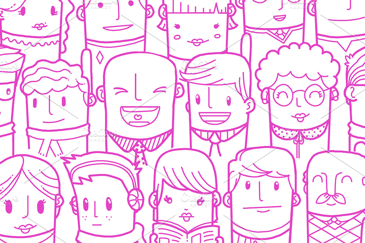 Seamless outline people pattern, a Pattern Graphic by Beatriz Gascón (Photo 4 of 5)
