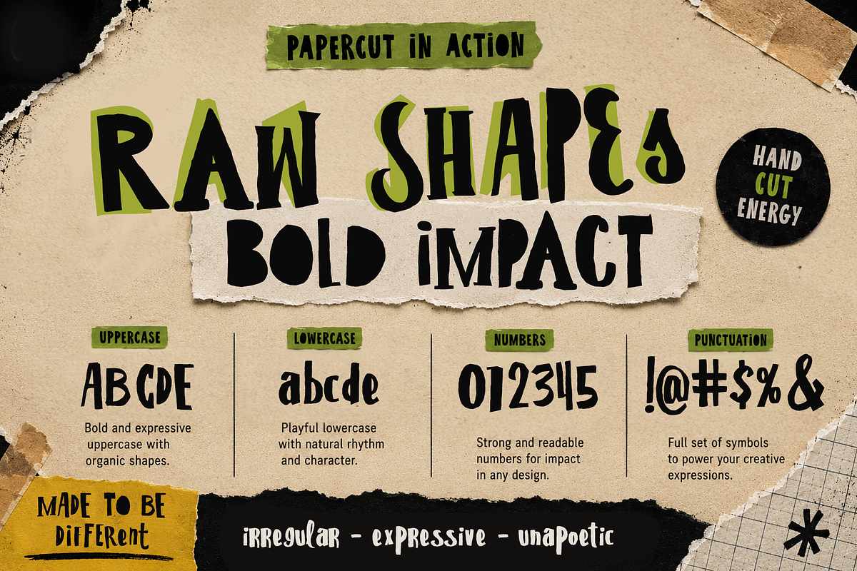 ST Papercut - Playful Handmade Font, a Sans Serif Font by Type it Easy (Photo 3 of 11)
