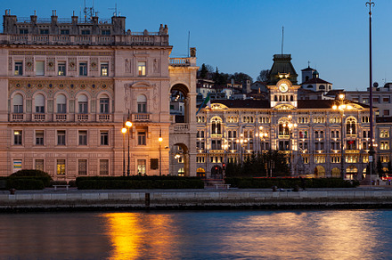 Scenic view of Piazza Unità at sunset, Trieste, an Architecture Photo by Bepslabor