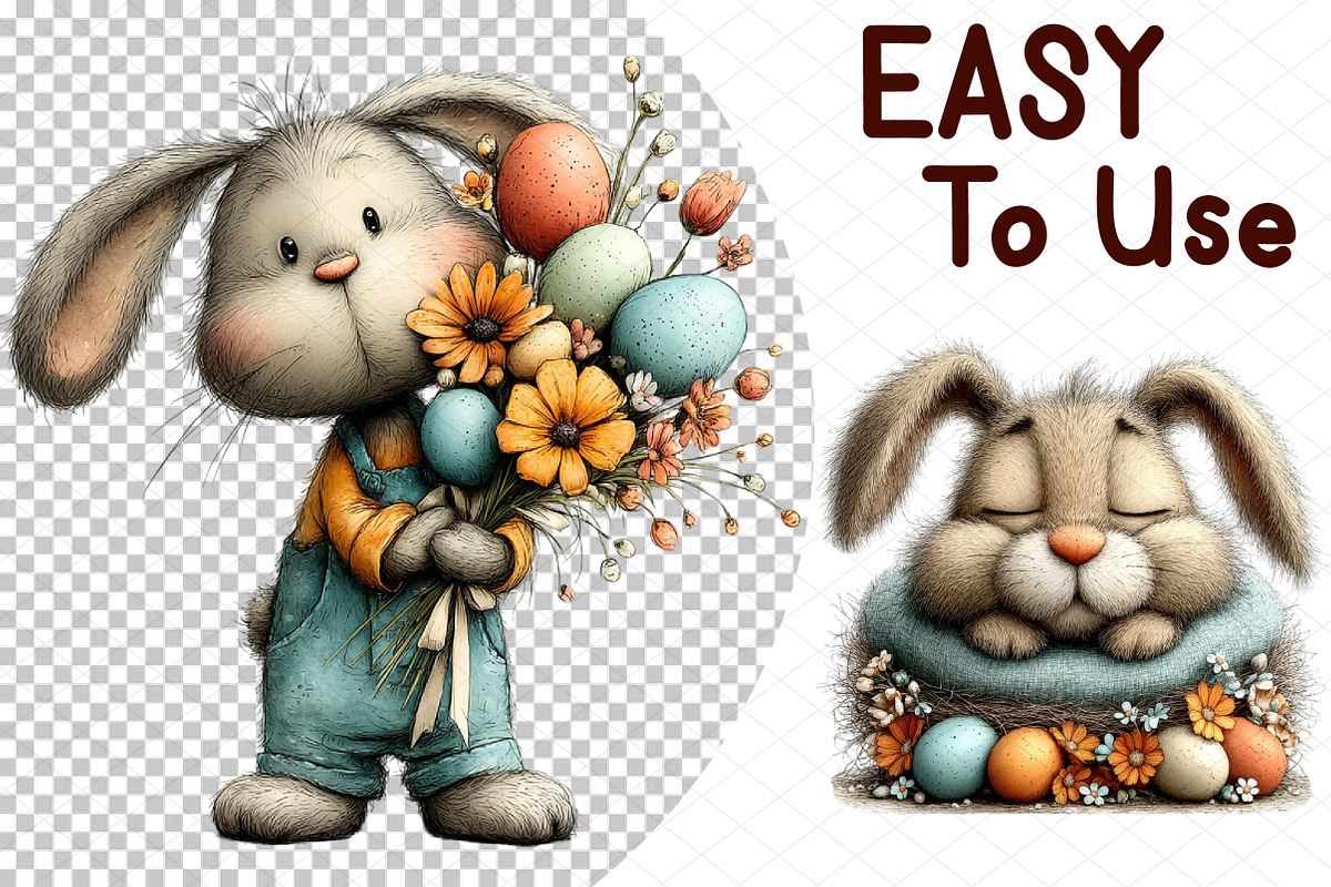 Whimsical Easter Bunny Clipart, an Illustration by cherrydesign (Photo 4 of 4)