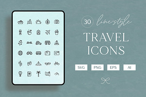 Travel Icons, an Outline Icon by K Design Co. Shop