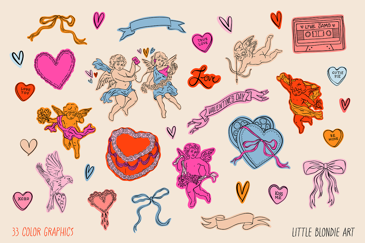 Valentine's Day Cupid Bundle, a Decorative Illustration by Little Blondie Art (Photo 3 of 8)