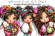 Whimsical Easter Girl Clipart, an Illustration by Black Bird Studio (Thumbnail 1 of 5)