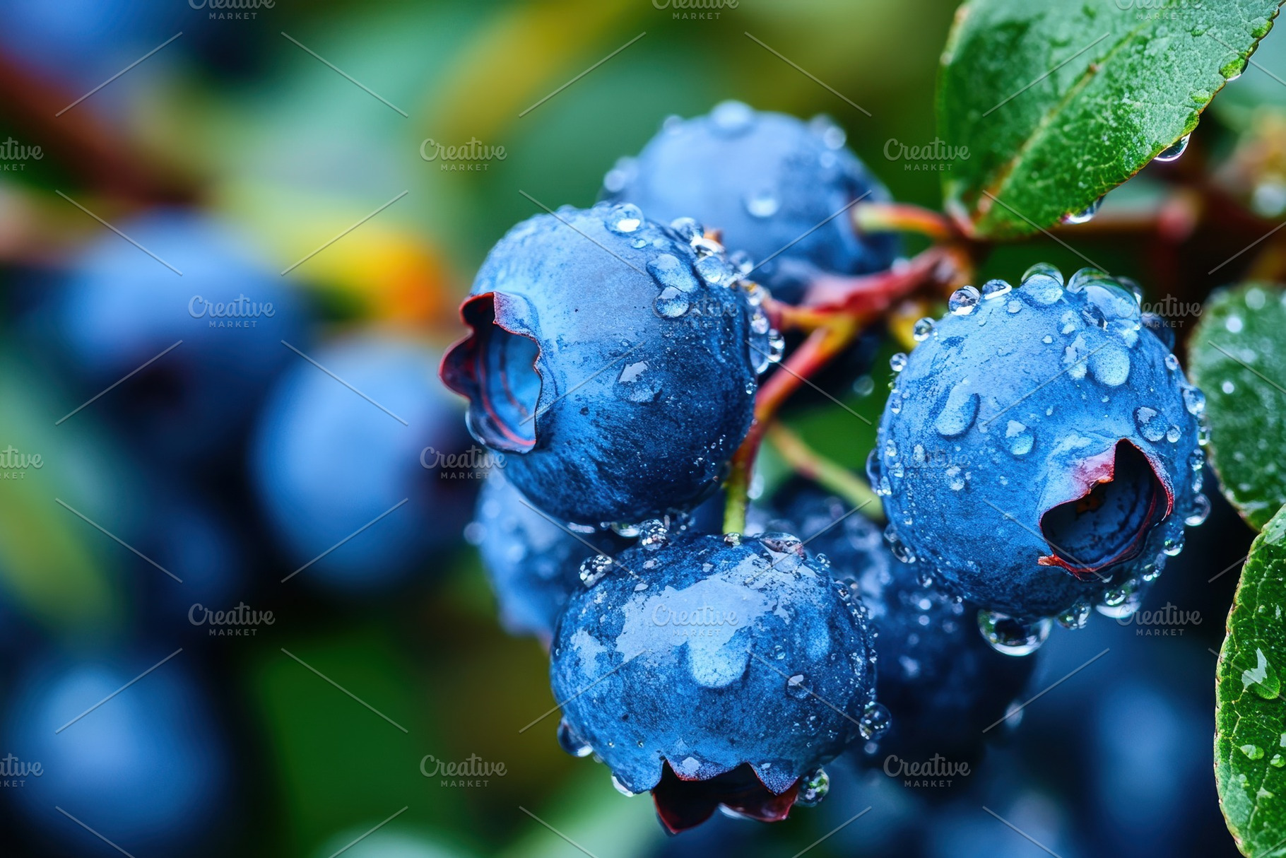 Ripe blueberries glistening with dew, a Photo by Pavel_design