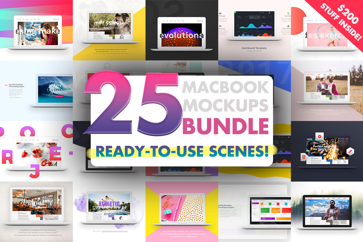 25 MacBook™ Mockups Bundle, a Mac Mockup by eppearance (Photo 1 of 25)