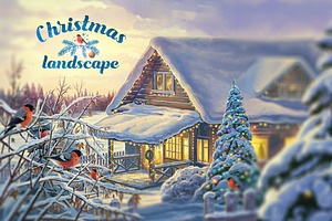 Winter Christmas landscape
