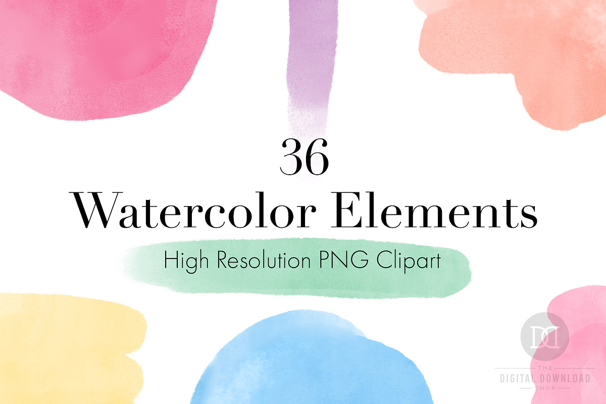 Watercolor Elements Clipart, an Object Graphic by The Digital Download Shop (Photo 1 of 9)