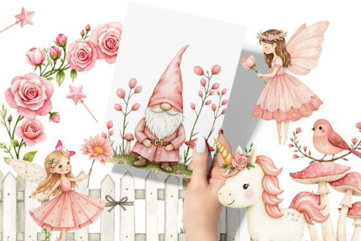 Watercolor Magical Garden Pink PNG, an Illustration by JackArt (Photo 7 of 8)