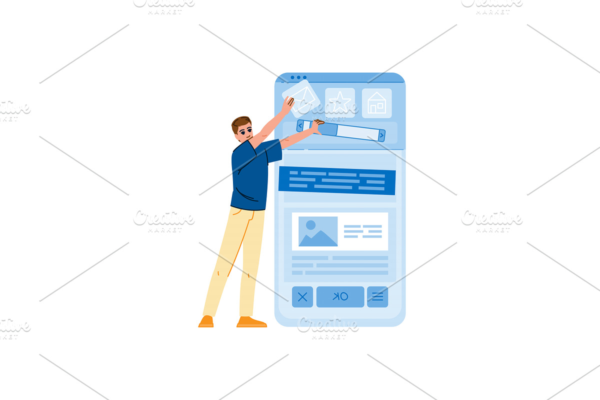 Web designer developing mobile app, a Technology Illustration by pikepicture
