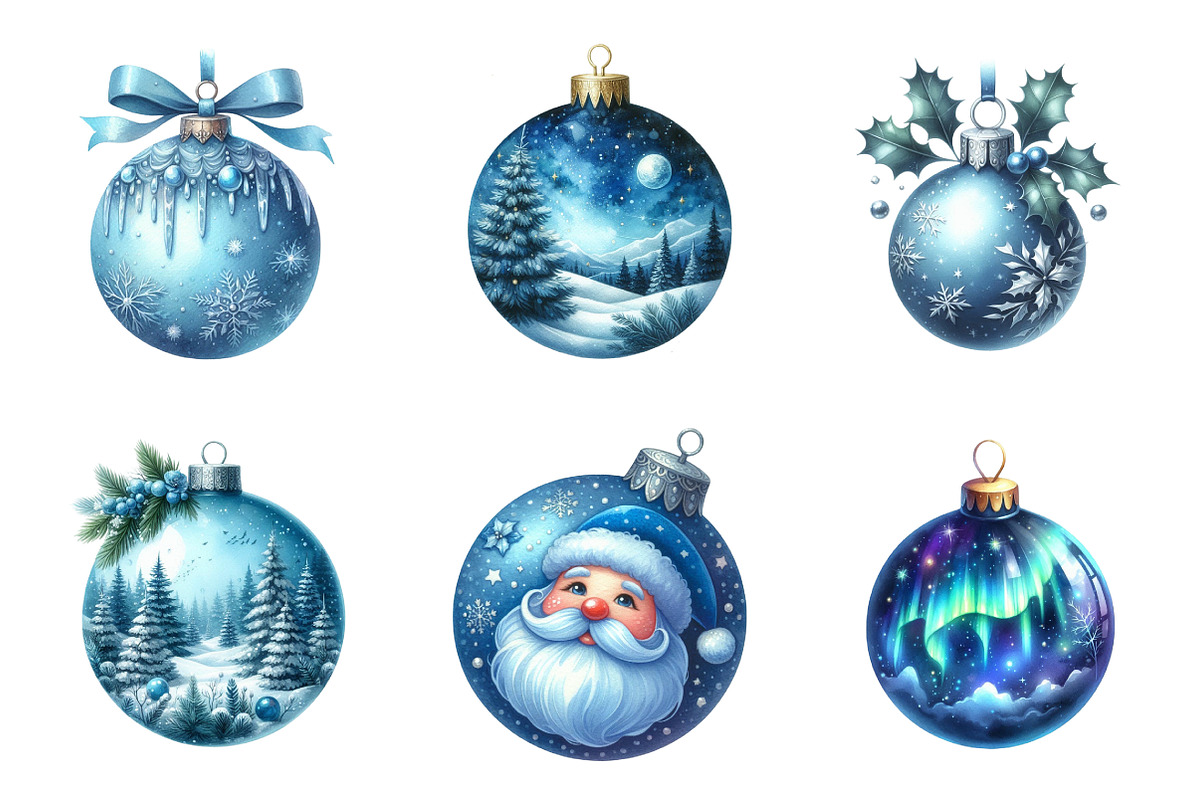 Blue Christmas Balls Clipart Bundle, an Illustration by SinaCreation (Photo 7 of 7)