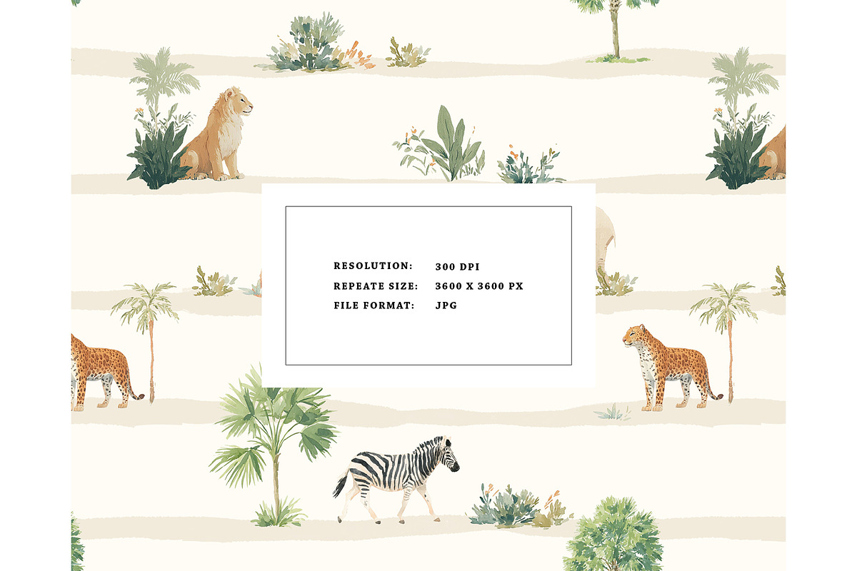 Safari animal nature reserve pattern, a Pattern Graphic by Milatoo (Photo 2 of 3)