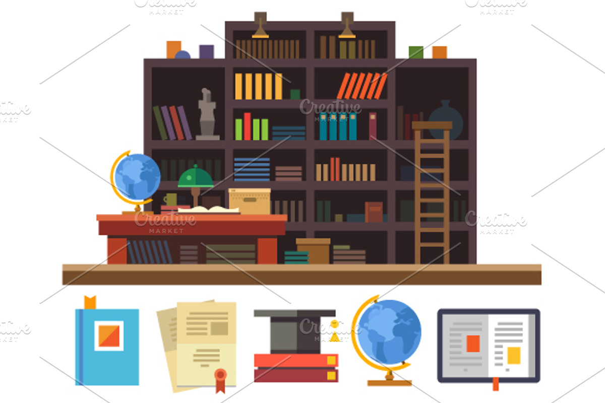 Bookcase. Cabinet and library, an Education Illustration by TastyVector