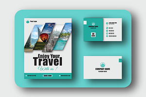 Modern Travel Agency Flyer & Card, a Flyer Template by Salman Shop