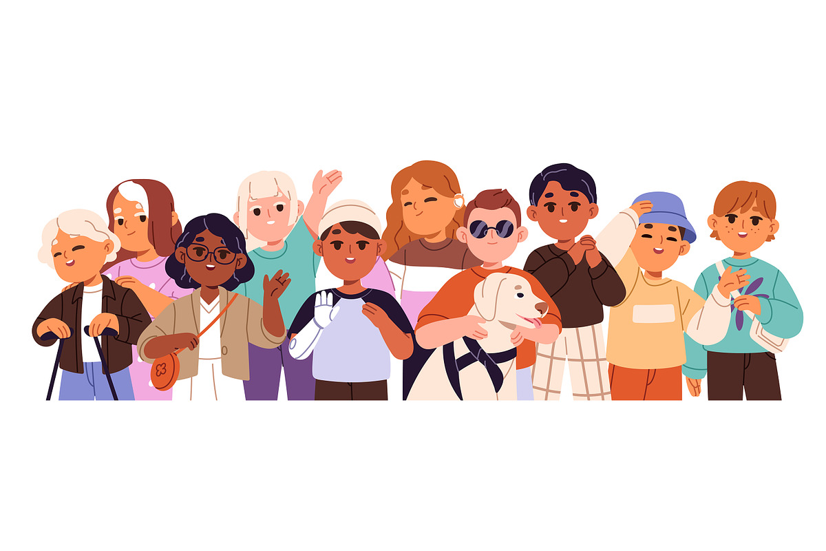 Cute diverse kids with disabilities, a Person Illustration by PaperTrident (Photo 3 of 3)
