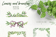 Watercolor Leaves and branches, a Decorative Illustration by Moonflora (Thumbnail 4 of 6)