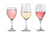 Watercolor white & rose wine clipart, a Food Illustration by ArtfulStudio (Thumbnail 3 of 9)