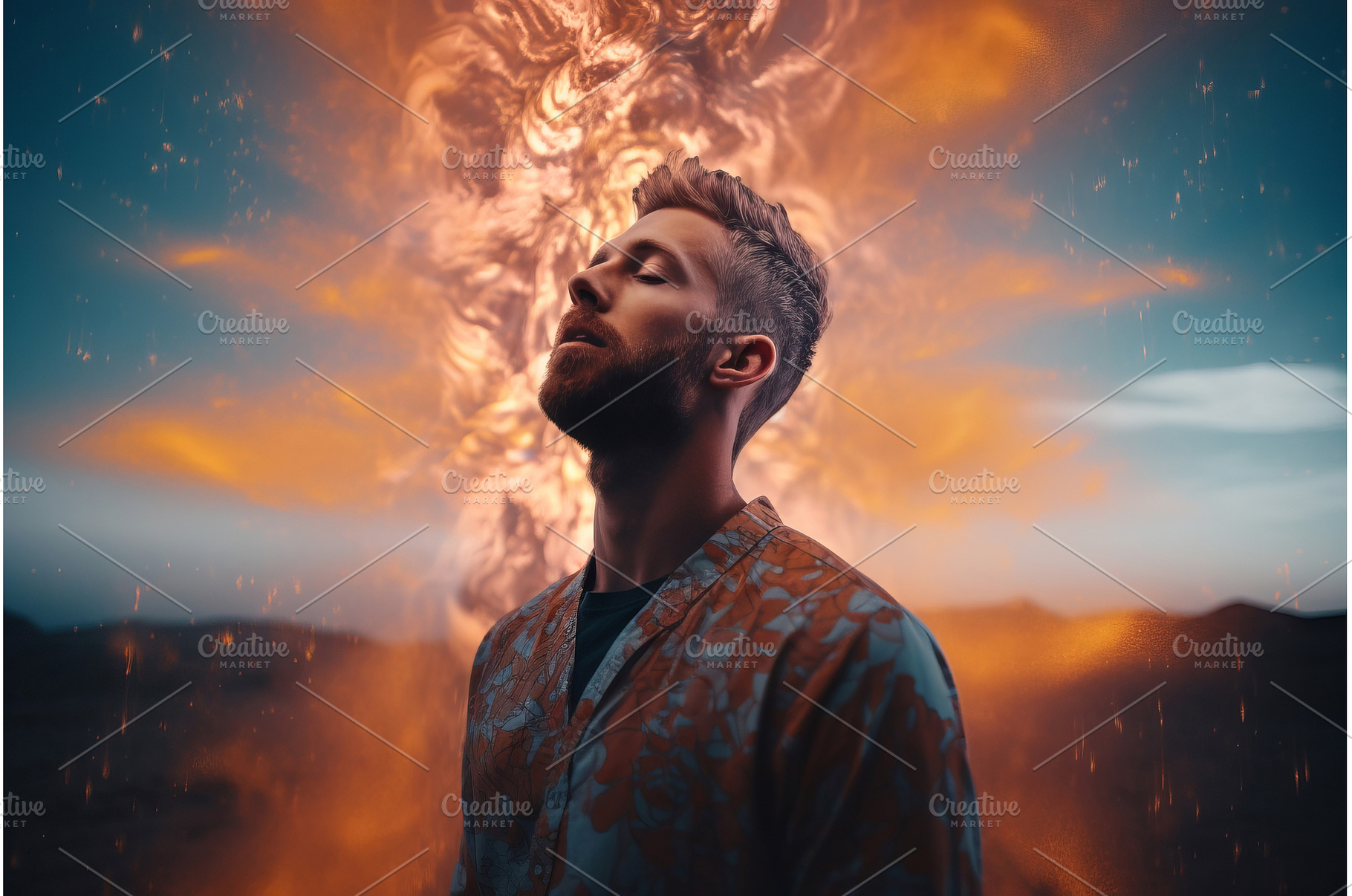 Man with closed eyes astral, a Person Photo by Ylivdesign