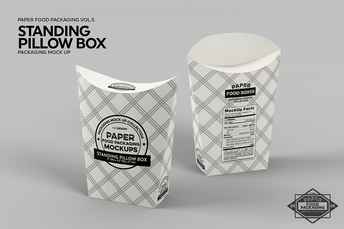 Standing Pillow Box Packaging Mockup, a Packaging Mockup by INCDesign (Photo 5 of 6)