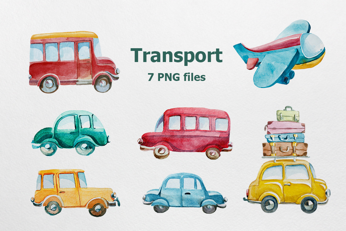 Watercolor travelling by car, a Texture Illustration by katyabuslaeva (Photo 2 of 4)
