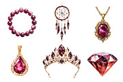 Burgundy Crystals and Gems Clipart, an Illustration by CreationArt (Thumbnail 4 of 5)