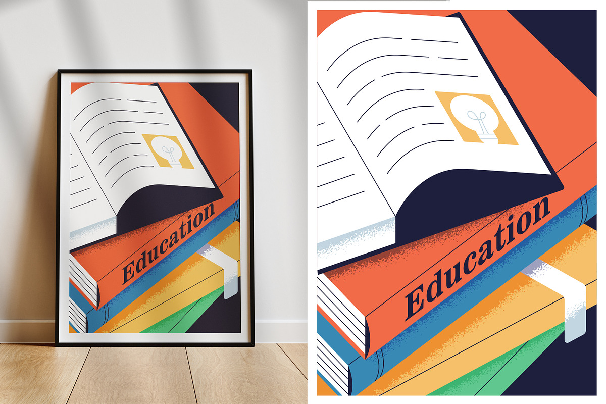 Education poster designs with books, an Education Illustration by Good Studio (Photo 5 of 5)