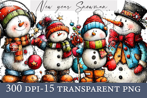 New year Snowman  clipart, an Illustration by Designworld