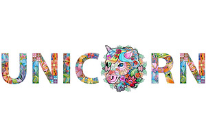 Word UNICORN. Vector Decorative