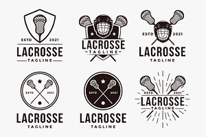 Set Of Vintage Badge Lacrosse Logo