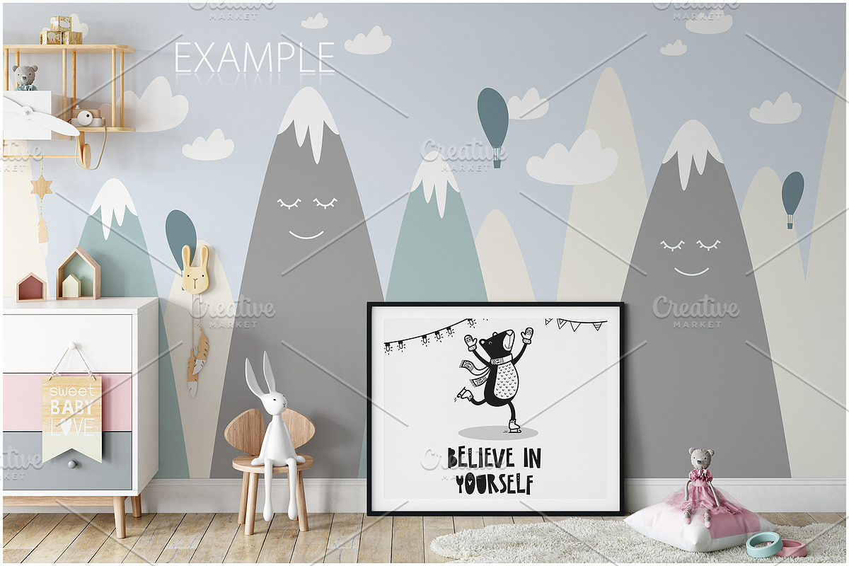 Kids Frames & Wall Mockup Bundle - 5, a Print Template by Yuri-U (Photo 5 of 32)