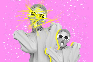 Stylish minimal contemporary collage. Dislike fashion girl. Soci