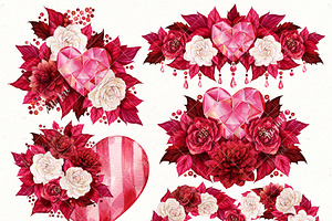 Red Valentines Day Bouquets 12 PNG