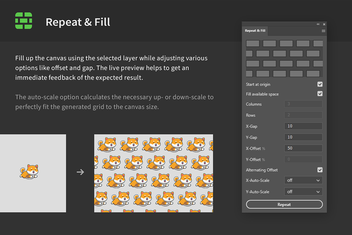 Repeat & Fill - Pattern Grid Creator, a Plug-in Add-On by h3design (Photo 1 of 5)