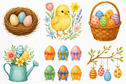 Watercolor Easter Spring Clipart PNG, an Illustration by Craft Nest (Thumbnail 7 of 8)