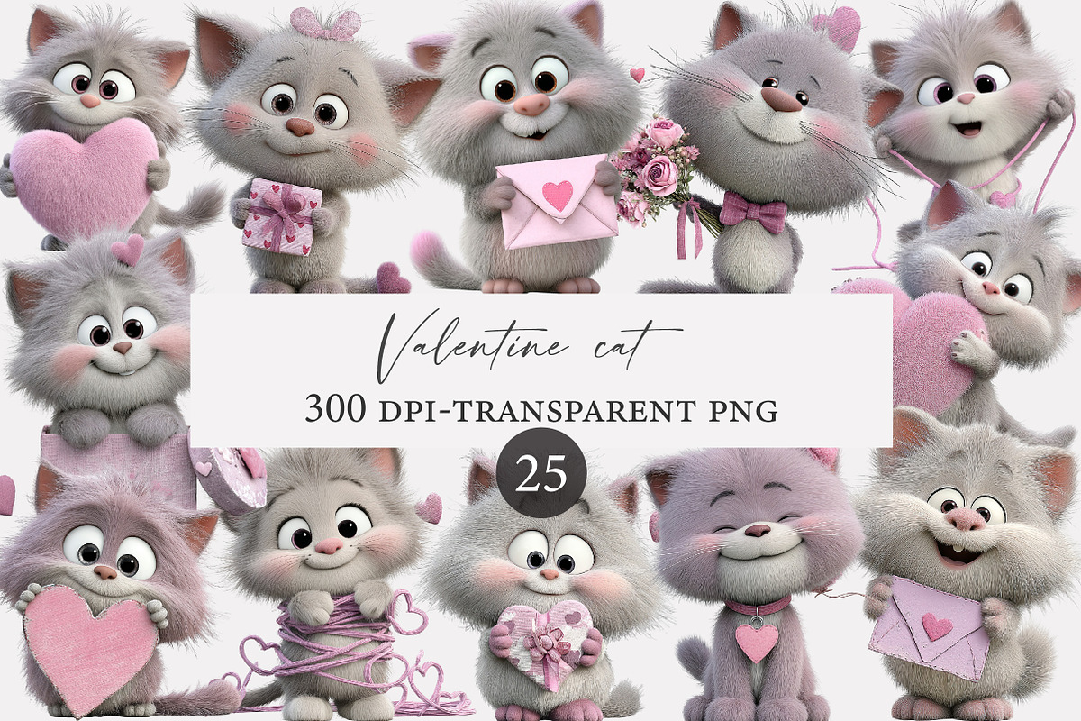 Valentine cat clipart, an Illustration by Designworld (Photo 1 of 5)