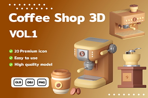 Coffee Icon 3D Illustration V.1