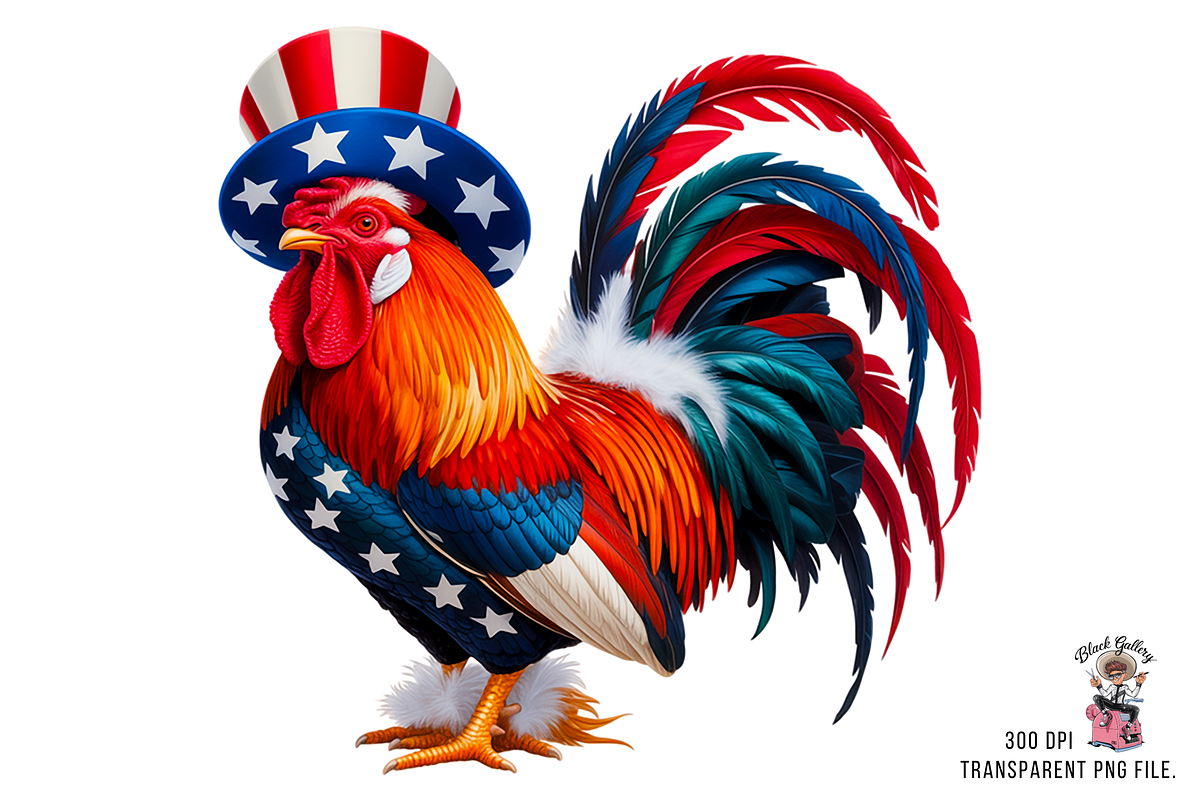 Patriotic Rooster Sublimation PNG, a Graphic by Clipart Bloom (Photo 9 of 13)
